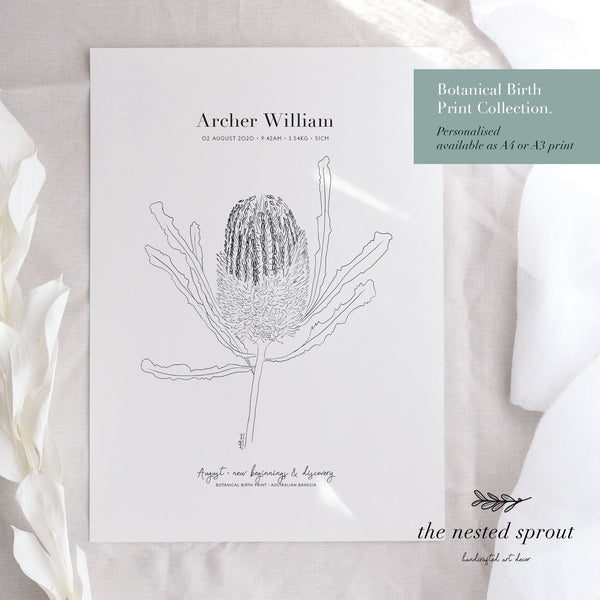 Personalised Botanical Birth Prints