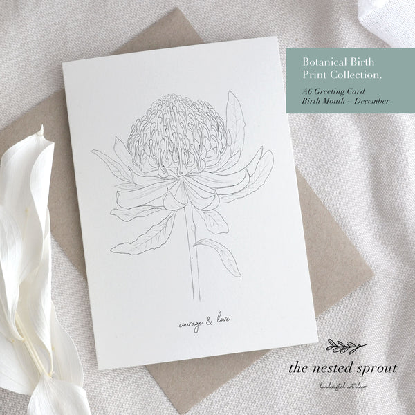 '12 Pack' Botanical Birth Print Collection Greeting Cards