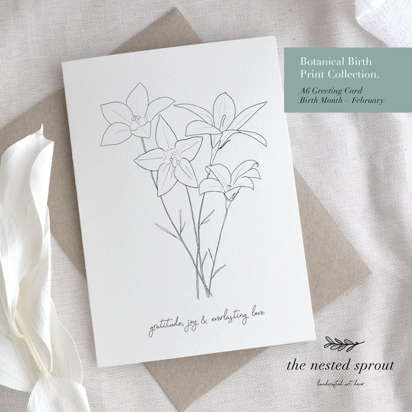 '3 Pack' Botanical Birth Print Collection Greeting Cards