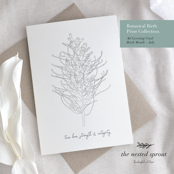 '6 Pack' Botanical Birth Print Collection Greeting Cards